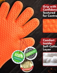Silicone Smoker Oven Gloves - Extreme Heat Resistant BBQ Gloves - Handle Hot Food Right on Your Grill Fryer Pit - Kitchen Perfection LLC
