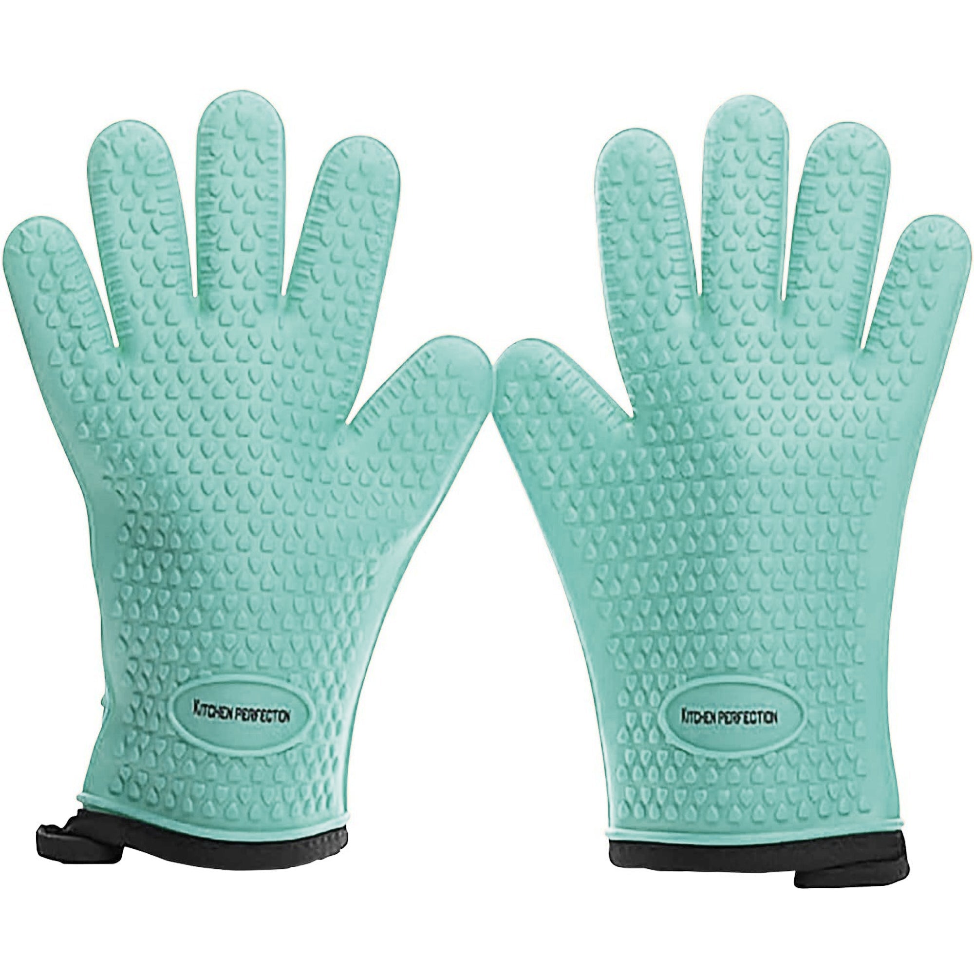 Silicone Smoker Oven Gloves - Extreme Heat Resistant BBQ Gloves - Handle Hot Food Right on Your Grill Fryer Pit - Kitchen Perfection LLC