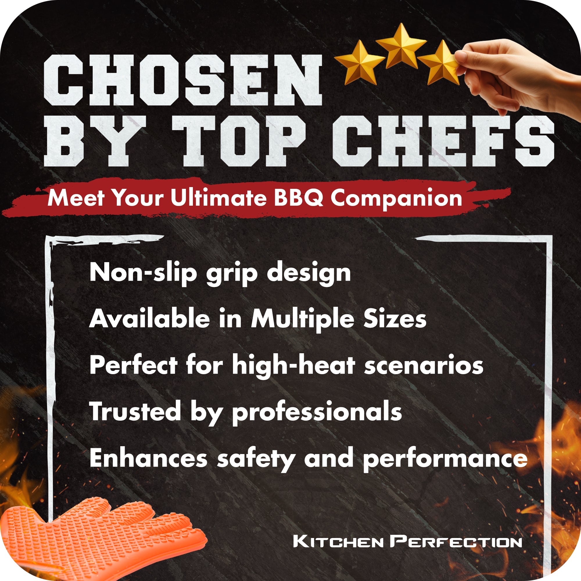 Silicone Smoker Oven Gloves - Extreme Heat Resistant BBQ Gloves - Handle Hot Food Right on Your Grill Fryer Pit - Kitchen Perfection LLC